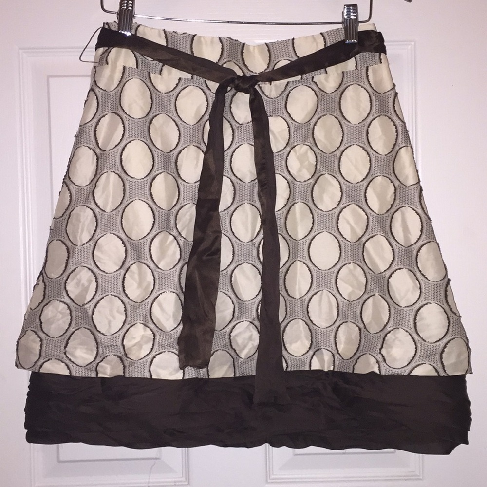 Alice + Olivia circle skirt~Brown & Cream Sz 6